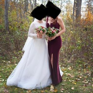 Burgundy floor length gown